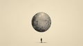 Minimalist Moon Balloon Illustration Wallpaper