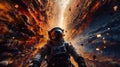 Astronaut on an uncharted planet. Generative AI.