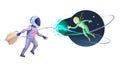 Astronaut Using Energy to Move Objects in Space, vector design Generative AI Royalty Free Stock Photo
