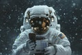 Astronaut using mobile phone in space, Generative AI