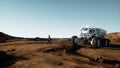 Astronaut walk on alien planet. Martian on mars. Sci -fi concept. 3d rendering.