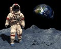 Moon Landing, Astronaut Walk, Space, Lunar Surface Royalty Free Stock Photo