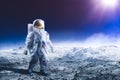 Astronaut walking on the moon Royalty Free Stock Photo