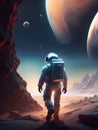 An astronaut walking on the surface of the moon Royalty Free Stock Photo