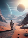 An astronaut walking on the surface of the moon Royalty Free Stock Photo