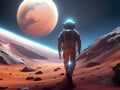 An astronaut walking on the surface of the moon Royalty Free Stock Photo