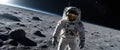 an astronaut walking on the surface of the moon generated Royalty Free Stock Photo