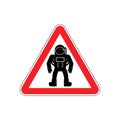 Astronaut Warning sign red. Cosmonaut Hazard attention symbol. D