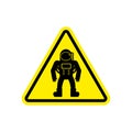 Astronaut Warning sign yellow. Cosmonaut Hazard attention symbol