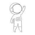 Astronaut waving his left hand for coloring