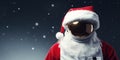 Astronaut wear a Santa hat close up super realistic photo,empty space. Generative AI