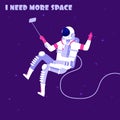 Astronaut in weightless. Spaceman in outer space. I need more space astronautics vector concept