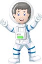 Astronaut In White Blue Suit Uniform Cartoon