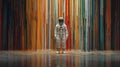 Astronaut in White Space Suit Standing in Artistic Colorful Abstract Background Royalty Free Stock Photo