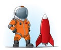 Astronaut whith a rocket Royalty Free Stock Photo