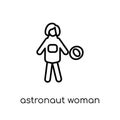 Astronaut Woman icon. Trendy modern flat linear vector Astronaut