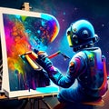 Astronaut working on the computer. 3D Illustration. Generative AI