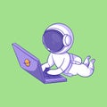 Astronaut working in front of the laptop