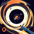 Astronaut working in space. Cosmic space background. Vector illustration AI generated