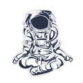 Astronaut yoga inking illustration