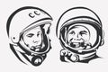 Astronaut Yuri Gagarin stylized vector symbol. Royalty Free Stock Photo