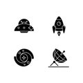 Astronautic black glyph icons set on white space Royalty Free Stock Photo
