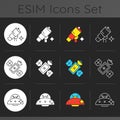 Astronautic dark theme icons set Royalty Free Stock Photo