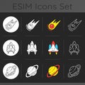 Astronautic dark theme icons set Royalty Free Stock Photo