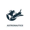 Astronautics icon. Monochrome simple Science icon for templates, web design and infographics