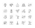 Astronautics line icons, signs, vector set, outline illustration concept Royalty Free Stock Photo