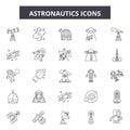 Astronautics line icons, signs, vector set, outline illustration concept