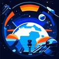 Astronautics space exploration vector banner. Futuristic flat illustration. Generative AI