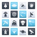 Astronautics, space and universe icons over color background Royalty Free Stock Photo