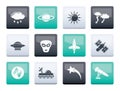 Astronautics and Space and universe Icons over color background