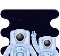 astronauts characters in space scene