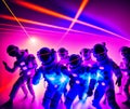 Astronauts at Dance Party, Generative AI Illustration