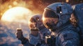 Astronauts Enjoying Hot Beverages During Space Exploration