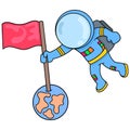 Astronauts explore space go to planets, doodle icon image kawaii