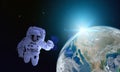 The astronauts float in space. The path to cutting this extra image is decorated by NASA.The astronauts float in space. The path Royalty Free Stock Photo