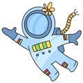 Astronauts flying in outer space. doodle icon image