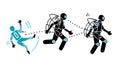 Astronauts with Jetpacks in a Chase for Sci-Fi Action and Adventure, vector design Generative AI Royalty Free Stock Photo