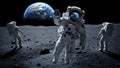 Astronauts on Moon Surface Exploring Space Royalty Free Stock Photo