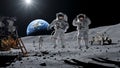 Astronauts on the moon surface exploring Royalty Free Stock Photo