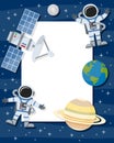 Astronauts & Satellite Vertical Frame