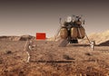 Astronauts Set An Chinese Flag On The Planet Mars