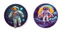 astronauts Space Icons Concept White Isolated. Flat Cartoon Style Suitable for Web Landing Page, Banner, Flyer, Sticker, Card,