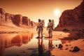 Astronauts discover water on planet mars illustration generative ai