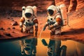 Astronauts discover water on planet mars illustration generative ai