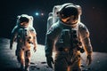 Astronauts walk through the vastness of the universe. Generative Ai