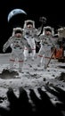 Astronauts walking on the moon surface Royalty Free Stock Photo